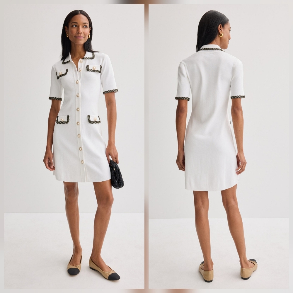 Alexia Admor Odette Button Down Mini Dress Casual Collared Short Sleeve Size L
